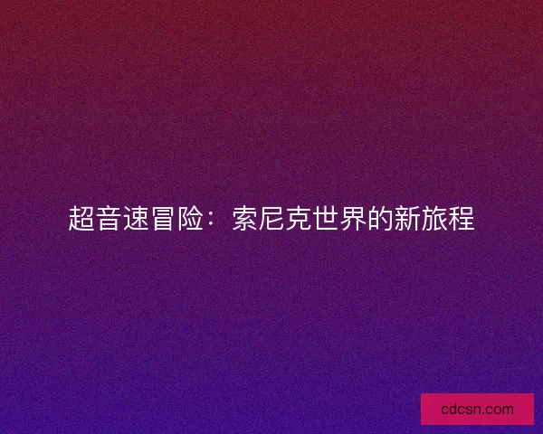 超音速冒险：索尼克世界的新旅程